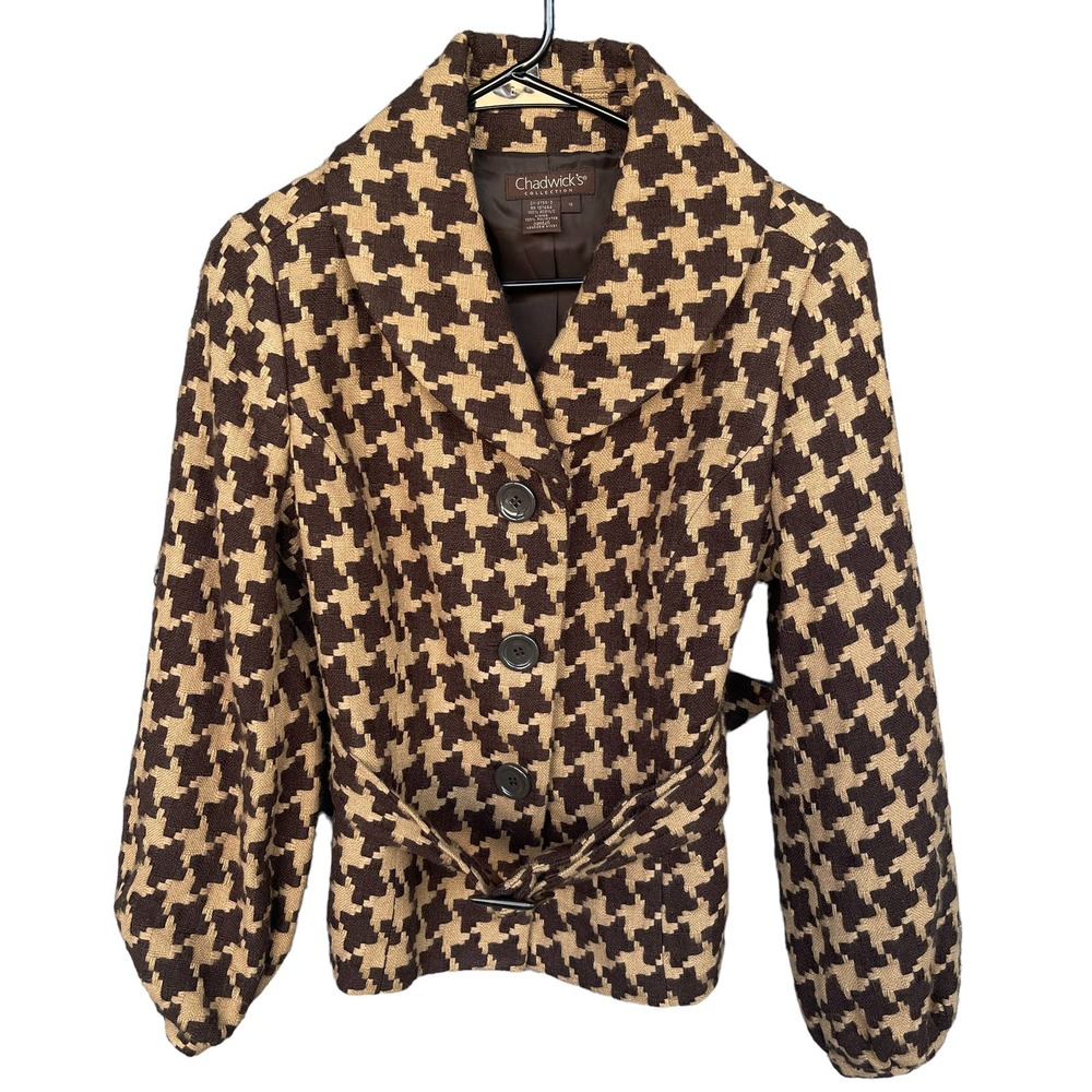 Chadwicks Brown and Cream Houndstooth Blazer